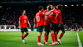 Jogadores da Seleção Nacional festejam um golo