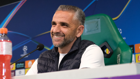 Rui Borges durante a conferência de antevisão ao Sporting-Arsenal