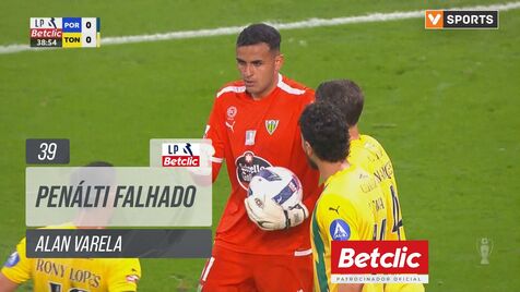 O penálti desperdiçado por Alan Varela diante do Tondela