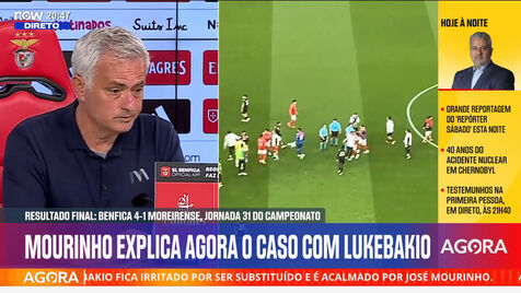 Mourinho com recado a Lukebakio: «Bem dos joelhos, o Diamantino Miranda também rebenta com isto. Agora correr para trás...»