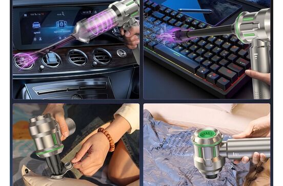 Aspirador portátil multifuncional aspira carros, teclados e embala a vácuo