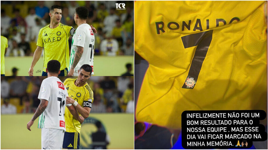 Felippe Cardoso partilha fotografia com a camisola de Cristiano Ronaldo após o Al Nassr-Al Najma