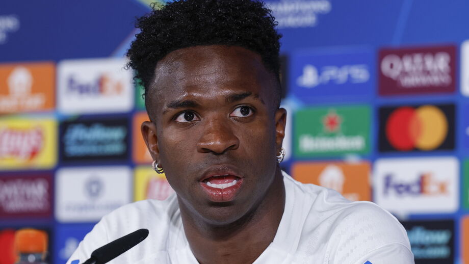 Vinícius Júnior na conferência de antevisão ao Real Madrid-Bayern