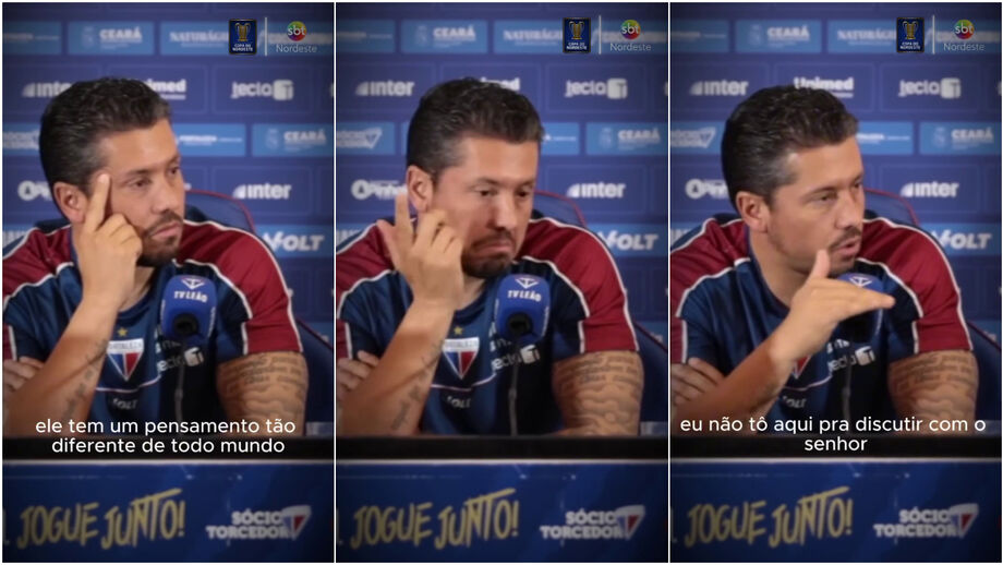 Momento 'quente' entre jornalista e o treinador do Fortaleza na conferência de imprensa
