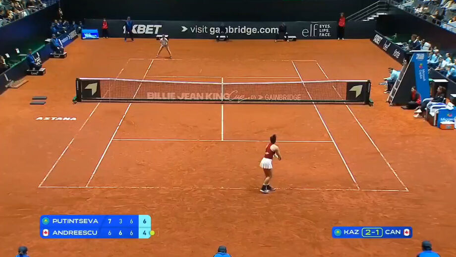 Duelo entre a canadiana Bianca Andreescu e a cazaque Yulia Putintseva, da Billie Jean King Cup, decidido de forma dramática