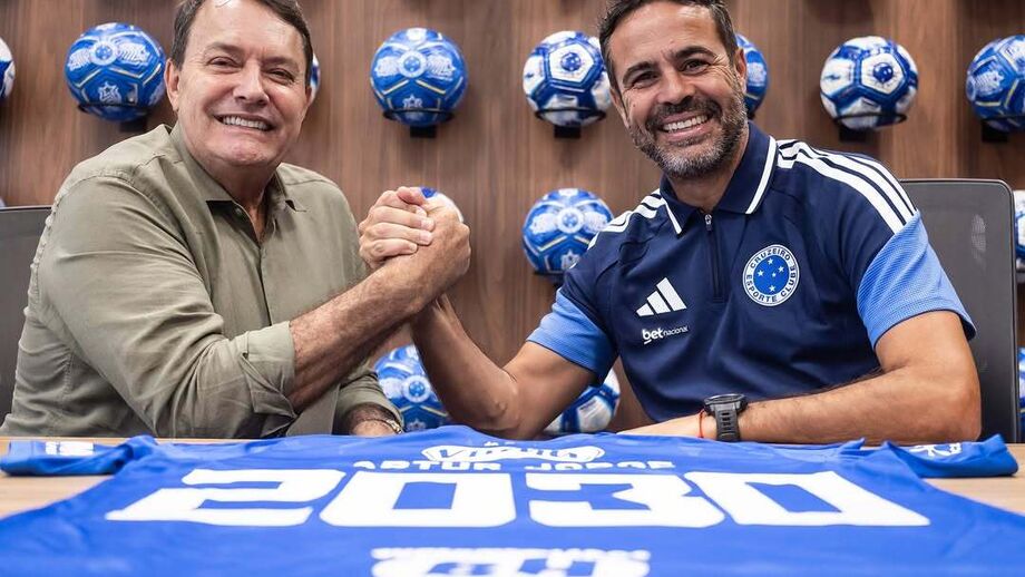 Pedro Lourenço, presidente do Cruzeiro, e Artur Jorge
