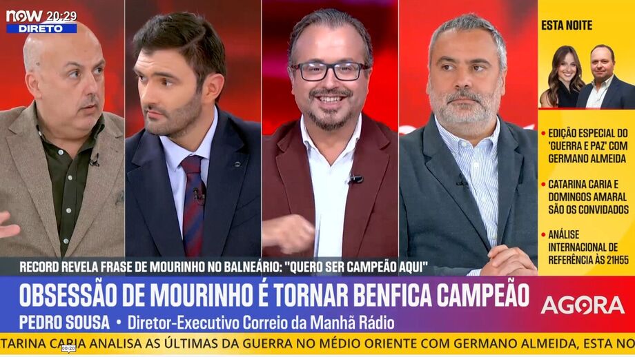Sérgio Krithinas, Vítor Pinto e Pedro Sousa no programa 'Record na Hora' no Now