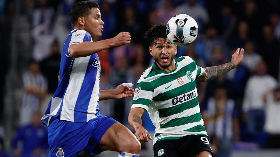 Thiago Silva (FC Porto) e Luis Suárez (Sporting) 