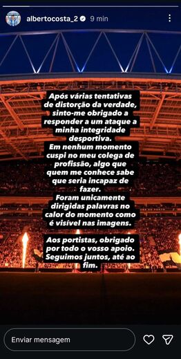 A publicação de Alberto Costa no Instagram