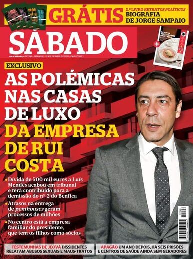 A primeira página da revista Sábado que estará nas bancas esta quarta-feira