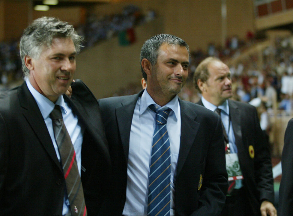 Carlo Ancelotti e José Mourinho em 2003