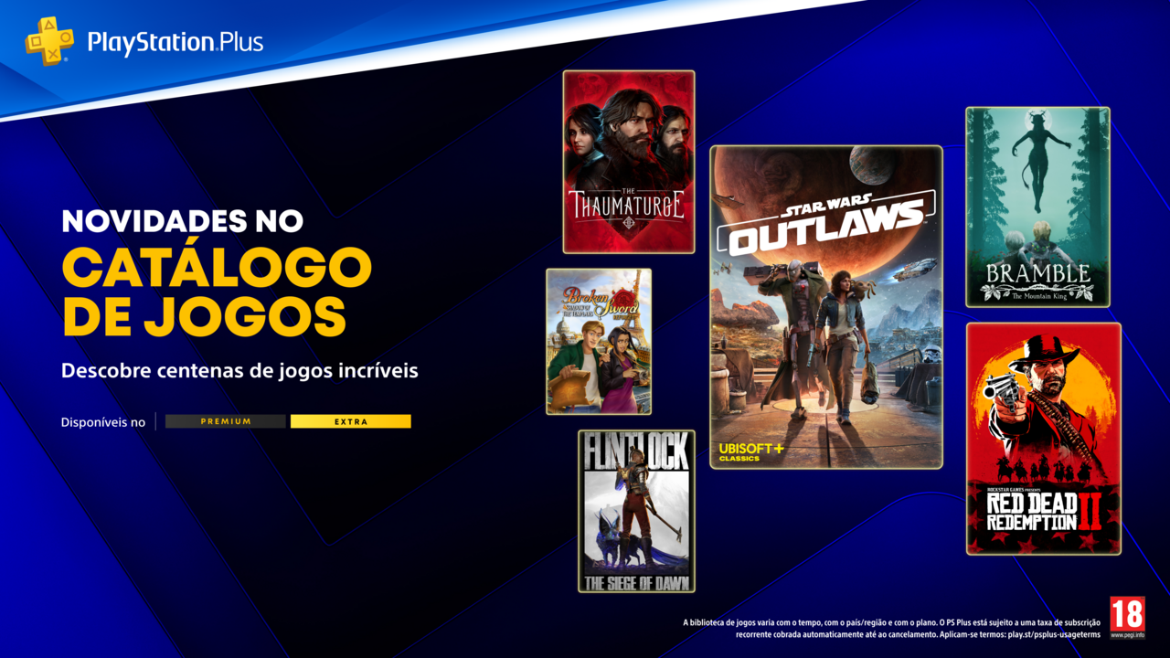 PlayStation Plus revela novos jogos: Star Wars Outlaws, Red Dead Redemption 2 e mais