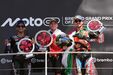 Marco Bezzecchi (no centro), Jorge Martin (à esquerda) e Francesco Bagnaia (direita)