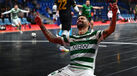 Jogadores do Sporting festejam depois da vitória sobre o Cartagena