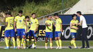Jogadores do Arouca a celebrar 