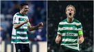 João Palhinha (à esquerda) e Morten Hjulmand (à direita) com a camisola do Sporting