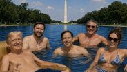 Donald Trump e apoiantes relaxam numa piscina em frente ao monumento de Washington