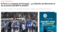 'Sport' - «O FC Porto é campeão de Portugal… e o Benfica de Mourinho entrega o prémio de MVP ao árbitro!»