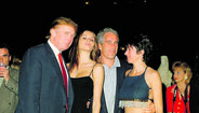 Donald Trump com Melania (ainda não era sua mulher), Jeffrey Epstein  e Ghislaine Maxwell no clube de Mar-a-Lago, em Palm Beach, Miami