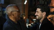 Pizzi com Shéu na apresentação do livro de José Eduardo