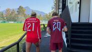 Antonio Nusa e Andreas Schjelderup na concentração da seleção norueguesa