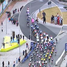 <![CDATA[ Surreal: homem visivelmente alterado tenta assustar ciclistas do Giro e quase derruba um ]]>