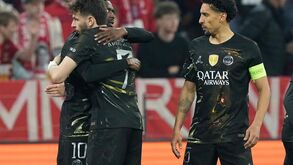 Jogadores do PSG no jogo contra o Bayern Munique, nas meias-finais