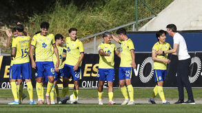 Jogadores do Arouca a celebrar 