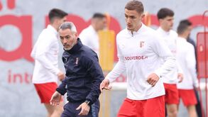Carlos Vicens e Lagerbielke num treino do Sp. Braga