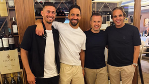 Ruben Amorim com Nuno Gomes e Rui Fonte no restaurante Arcoense, em Braga