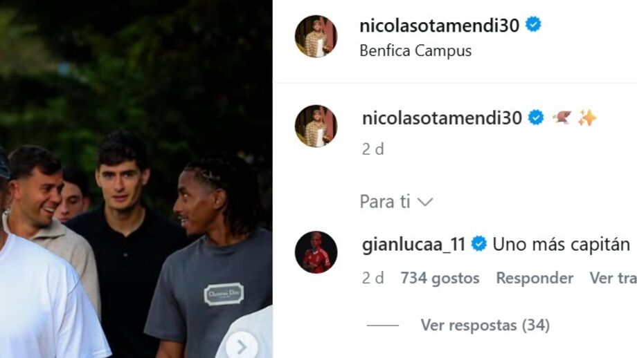 O pedido de Prestianni no Instagram de Nicolás Otamendi