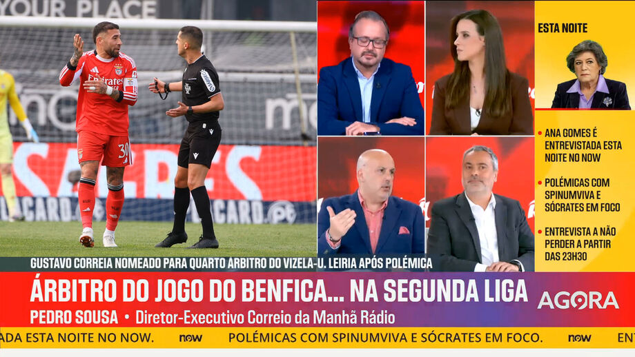 Sérgio Krithinas, Vítor Pinto e Pedro Sousa analisam atualidade da arbitragem no programa 'Record na Hora' no Now