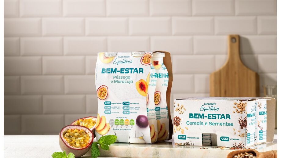 Novo iogurte Continente Equilíbrio Bem-Estar: pêssego e maracujá, cereais e sementes