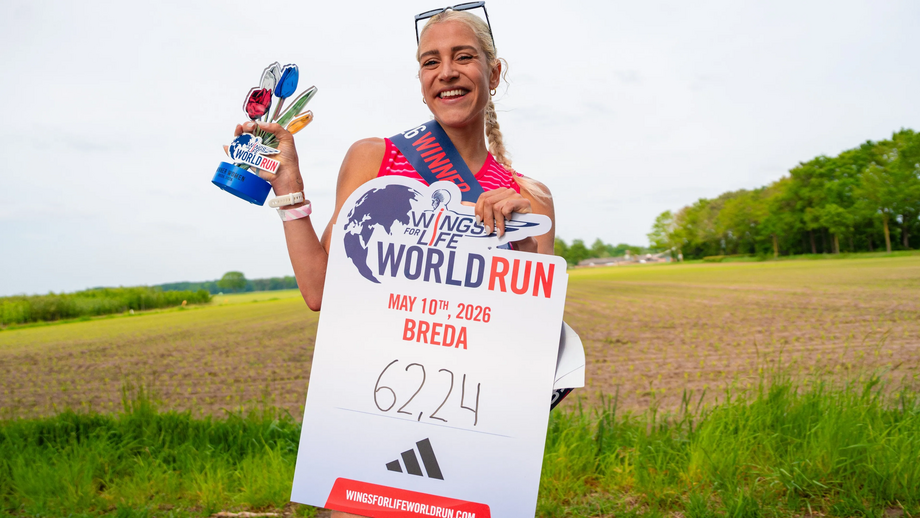 Vencedora da Wings for Life World Run 2026 em Breda com 62,24 km