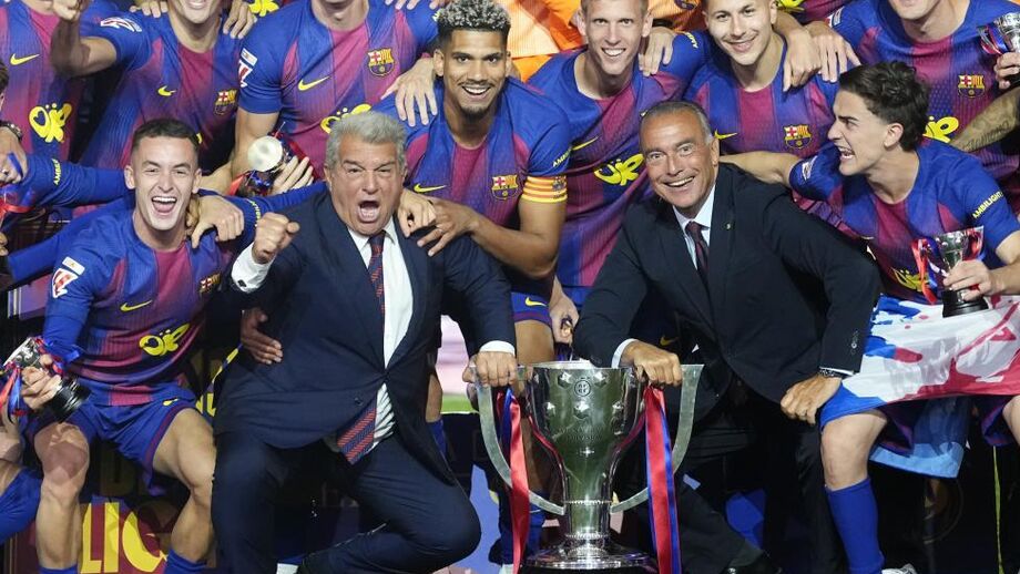 Laporta e Rafa Yuste na festa do Barcelona