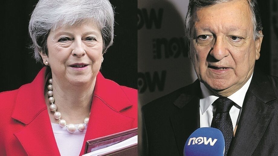 Theresa May e Barroso na conferência do NOW