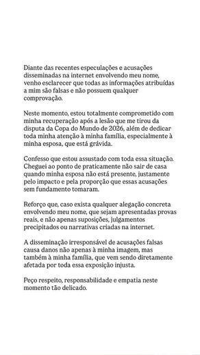 O comunicado publicado por Éder Militão nas redes sociais