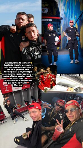 A reação de Prestianni à saída de Otamendi do Benfica