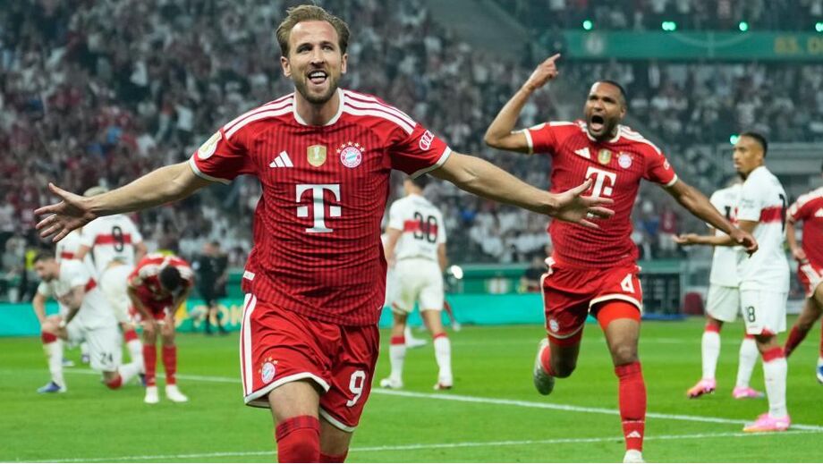 Harry Kane marcou um hat trick na final da Taça da Alemanha que o Bayern venceu