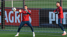 Ricardo Velho, com José Sá, durante o treino da Seleção Nacional