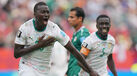 Jogadores do Senegal festejam frente ao Iraque