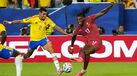 Rafael Leão teve nos pés uma das melhores oportunidades de Portugal na parte do jogo contra a Colômbia