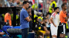Scaloni durante o jogo com a Jordânia