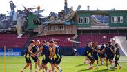Imagens do treino da Suécia