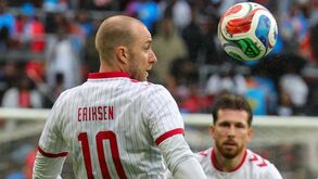 Eriksen com a camisola da Dinamarca