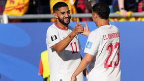 Jogadores de Marrocos festejam o golo apontado à Escócia