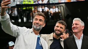 Schweinsteiger, com Klopp e Müller, no Mundial