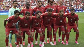 A Seleção Nacional antes do jogo com o Uzbequistão