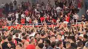 Festa rija: adeptos do Benfica desceram até à quadra após a conquista do bicampeonato de futsal