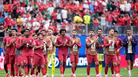 Jogadores de Portugal após empate com a RD Congo